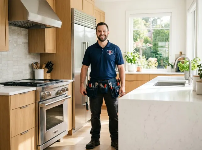 Appliance Repair Hero technician in a American Fork, UT kitchen after an appliance repair
